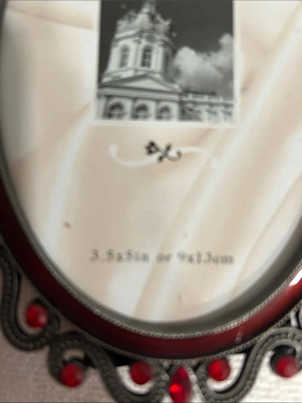 Faux Victorian Home Red Jeweled Oval Photo Frame